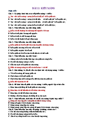 Bài tập Tin học 11 - Bài 11 Kiểu mảng